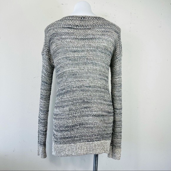 Vince Marled Open Knit Drop Shoulder Tunic Length Cotton Linen Silk Sweater XS - Picture 5 of 12